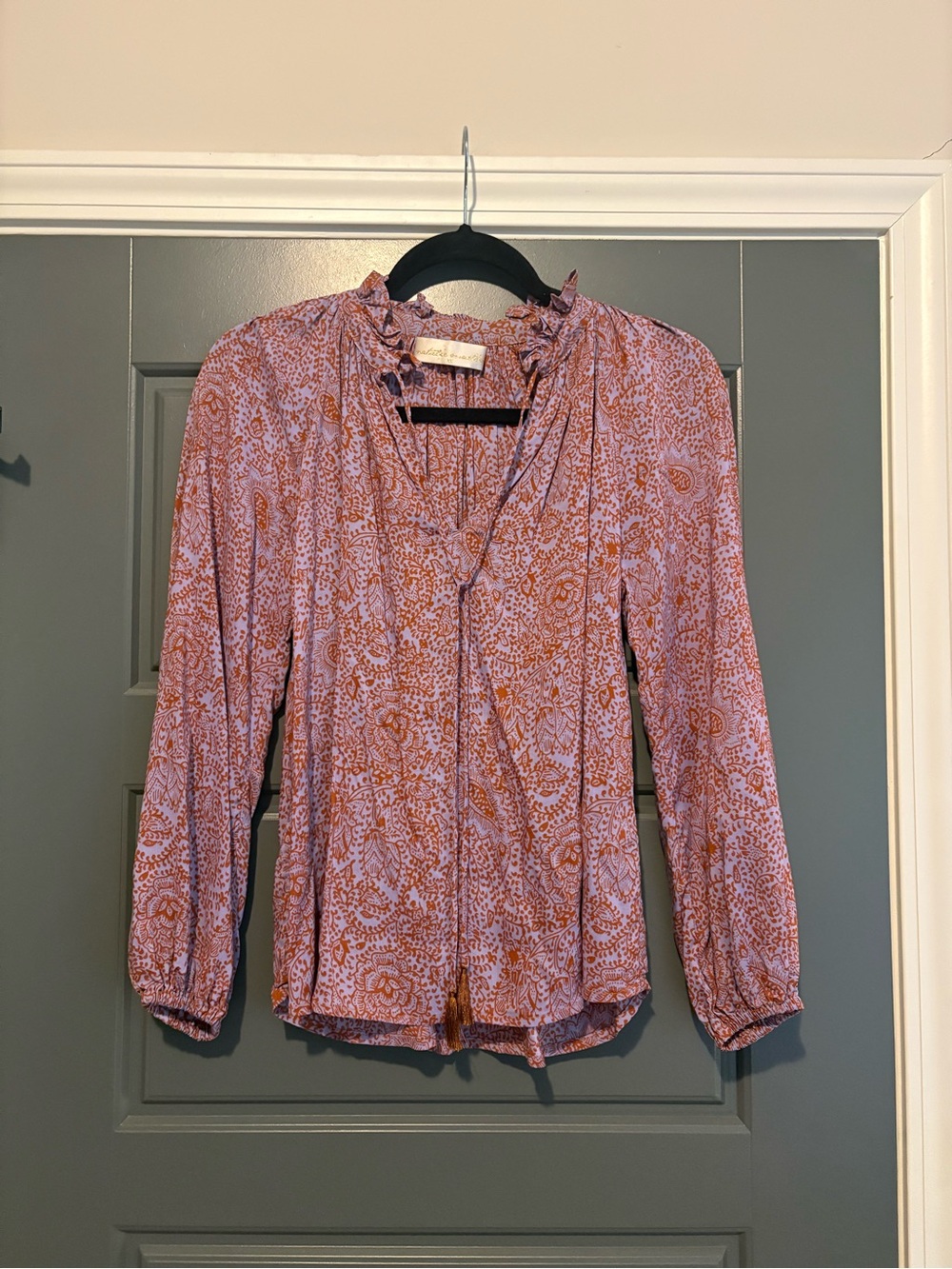 Natalie Martin Penny Blouse Pink Orange Paisley Print XS